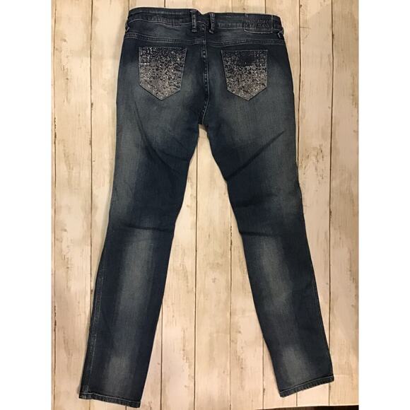 AJ | Armani Jeans Y2K Embellished Bling Straight Leg Denim - 100% Cotton Sz 31 - Picture 10 of 11